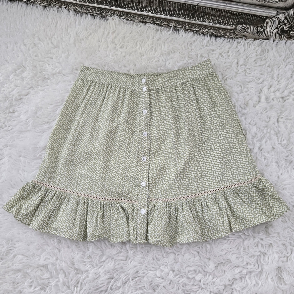 Cedar Rose Ditsy Floral Ruffle Mini Skirt Cottagecore Boho. Size Large.